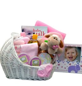 Baby Girl Bassinet Gift Basket