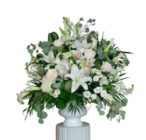 All White Funeral Basket