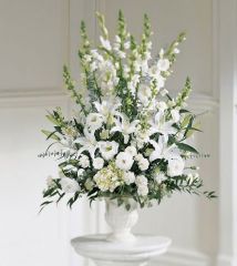 One sided funeral flower mache with premium white flowers